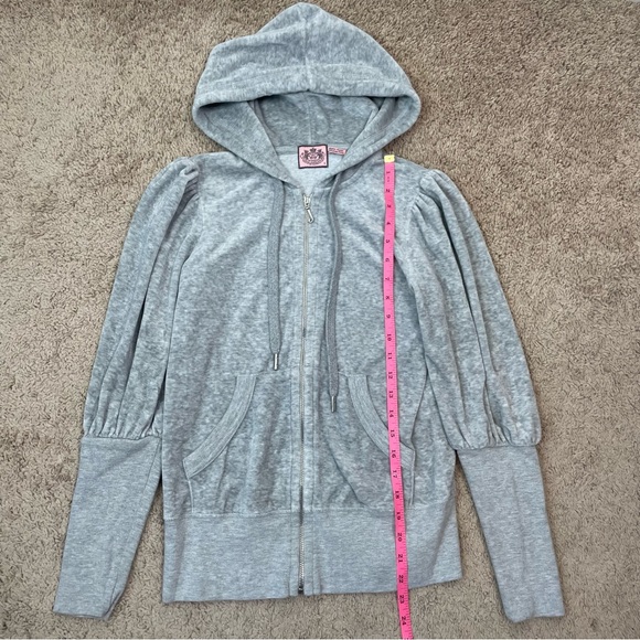 Juicy Couture Y2K 2000’s Light Grey Velour Hooded Zip Up Track Jacket Size Small - Picture 12 of 16
